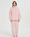 Custom Women's 2 Pcs Fluffy Pajamas Set  | Velveteen Warm Zipper Sleepwear Loungewear Manufacturer