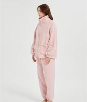Custom Women's 2 Pcs Fluffy Pajamas Set  | Velveteen Warm Zipper Sleepwear Loungewear Manufacturer