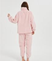 Custom Women's 2 Pcs Fluffy Pajamas Set  | Velveteen Warm Zipper Sleepwear Loungewear Manufacturer