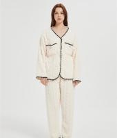 Supplier Women's 2 Pcs Fluffy Pajamas Set  | OEM Velveteen Warm Zipper Sleepwear Loungewear