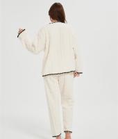 Supplier Women's 2 Pcs Fluffy Pajamas Set | OEM Velveteen Warm Zipper Sleepwear Loungewear
