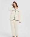 Supplier Women's 2 Pcs Fluffy Pajamas Set  | OEM Velveteen Warm Zipper Sleepwear Loungewear