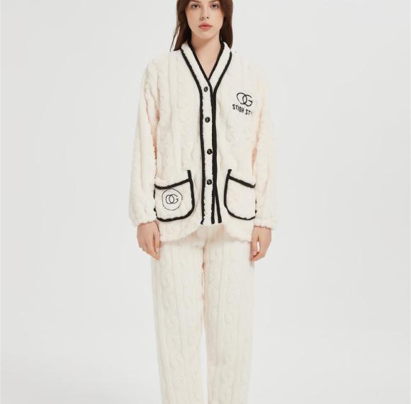 OEM Fluffy Pajamas set for Women 2 Piece Pjs Set  | Soft Plush Sleepwear Winter Loungewear