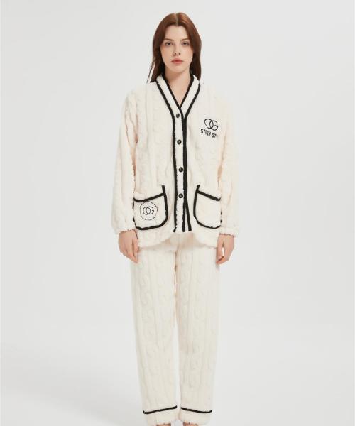 OEM Fluffy Pajamas set for Women 2 Piece Pjs Set  | Soft Plush Sleepwear Winter Loungewear