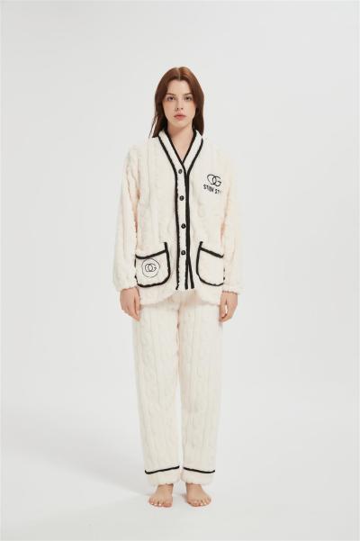OEM Fluffy Pajamas set for Women 2 Piece Pjs Set  | Soft Plush Sleepwear Winter Loungewear