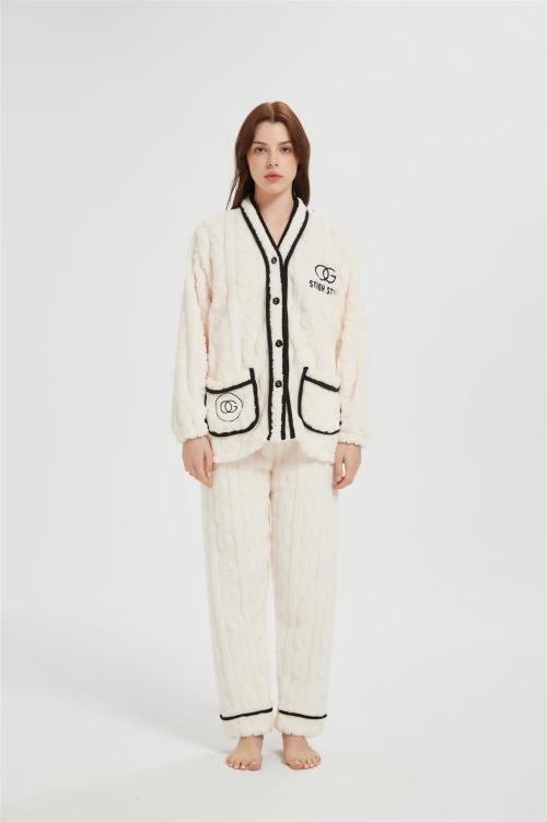 OEM Fluffy Pajamas set for Women 2 Piece Pjs Set  | Soft Plush Sleepwear Winter Loungewear