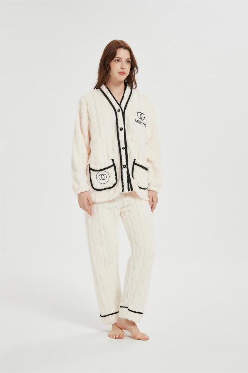 OEM Fluffy Pajamas set for Women 2 Piece Pjs Set  | Soft Plush Sleepwear Winter Loungewear
