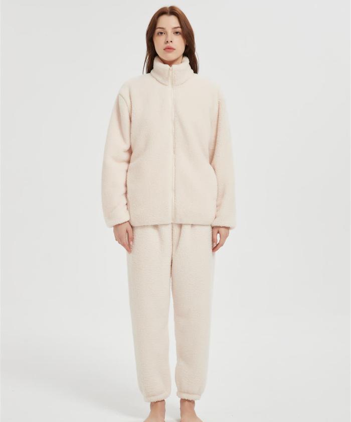 OEM Fluffy Pajamas set for Women 2 Piece Pjs Set | Soft Plush Sleepwear Winter Loungewear From Chinese Factory