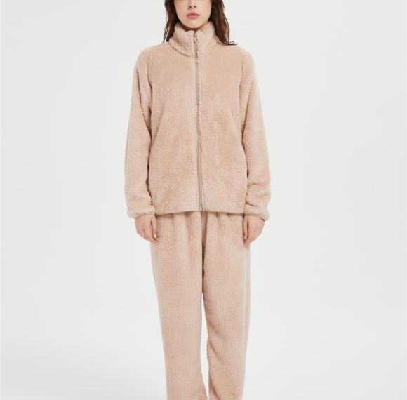 OEM Fluffy Pajamas set for Women 2 Piece Pjs Set  | Custom Soft Plush Sleepwear Winter Loungewear