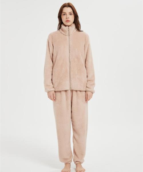 OEM Fluffy Pajamas set for Women 2 Piece Pjs Set  | Custom Soft Plush Sleepwear Winter Loungewear