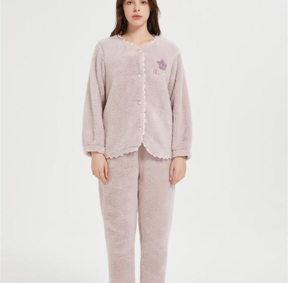 Custom Fluffy Pajamas set for Women 2 Piece Pjs Set  | Soft Plush Sleepwear Winter Loungewear Manufacturer