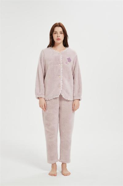 Custom Fluffy Pajamas set for Women 2 Piece Pjs Set  | Soft Plush Sleepwear Winter Loungewear Manufacturer