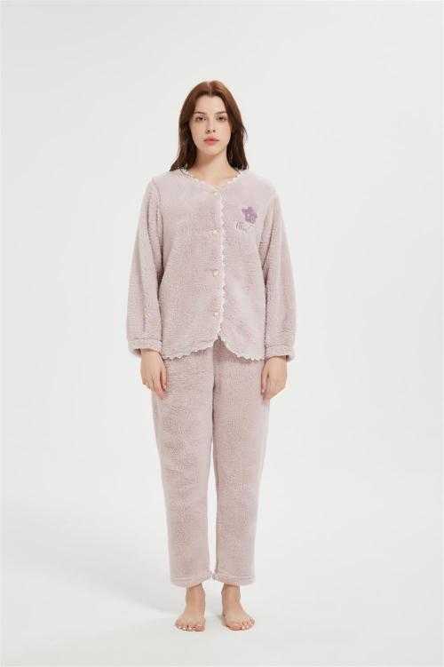 Custom Fluffy Pajamas set for Women 2 Piece Pjs Set  | Soft Plush Sleepwear Winter Loungewear Manufacturer