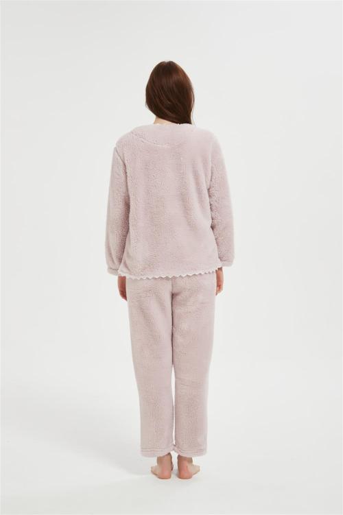 Custom Fluffy Pajamas set for Women 2 Piece Pjs Set  | Soft Plush Sleepwear Winter Loungewear Manufacturer