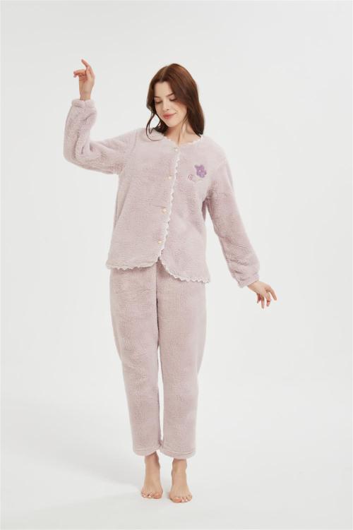 Custom Fluffy Pajamas set for Women 2 Piece Pjs Set  | Soft Plush Sleepwear Winter Loungewear Manufacturer
