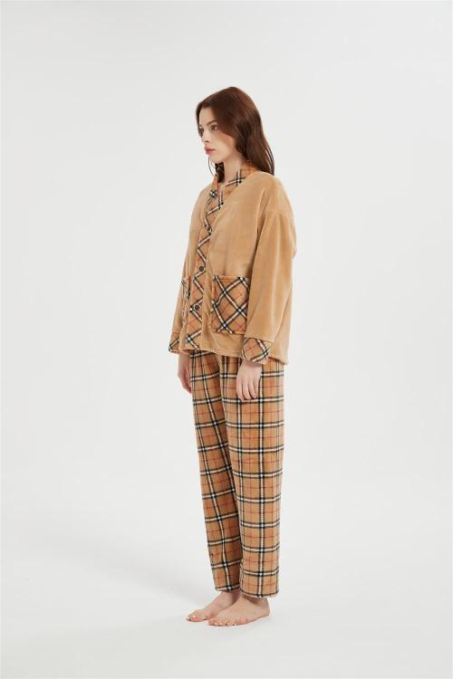 ODM Fluffy Pajamas set for Women 2 Piece Pjs Set  | Soft Plush Sleepwear Winter Loungewear Supplier
