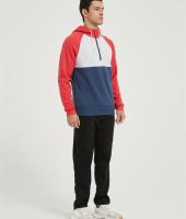 Supplier Men's Casual Color Block Long Sleeve Half-Zipped Hooded Fleece Sweatshirt