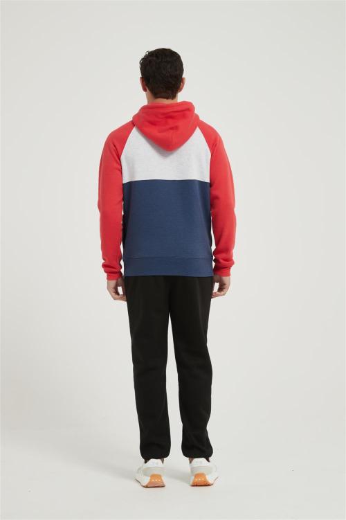 Supplier Men's Casual Color Block Long Sleeve Half-Zipped Hooded Fleece Sweatshirt