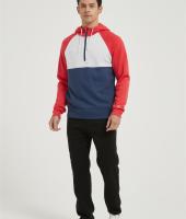 Supplier Men's Casual Color Block Long Sleeve Half-Zipped Hooded Fleece Sweatshirt