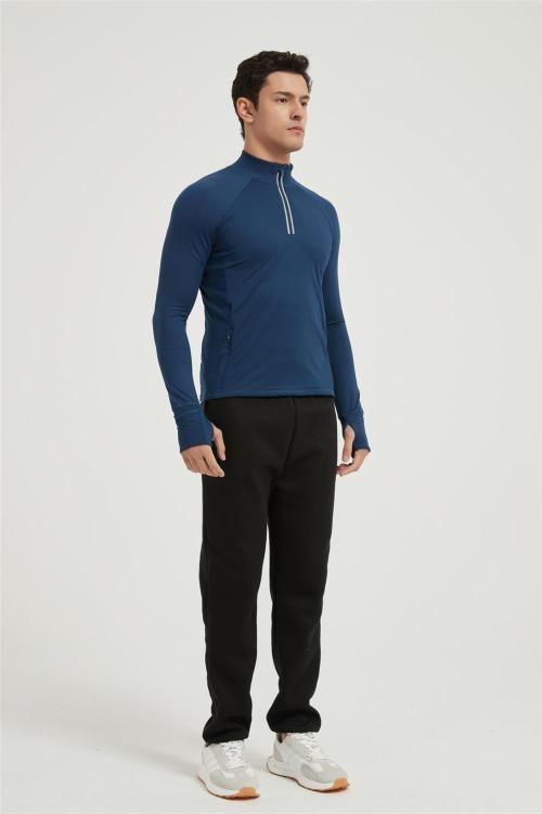 Supplier Men's Long Sleeve Sun Shirts | 1/4 Zip Up Fishing Running Rash Guard T-Shirts Outdoor Shirt