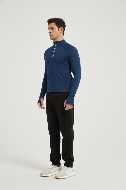 Supplier Men's Long Sleeve Sun Shirts | 1/4 Zip Up Fishing Running Rash Guard T-Shirts Outdoor Shirt