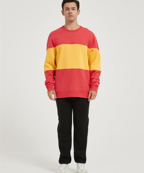 OEM Men's Fleece Crewneck Sweatshirt | Thick Loose fit Soft Pullove Contrast color