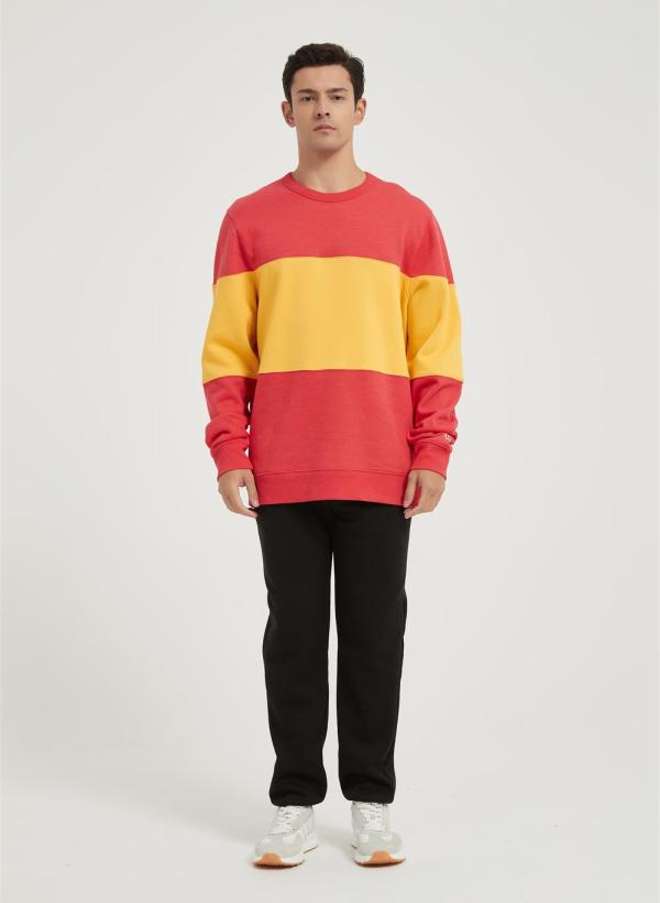OEM Men's Fleece Crewneck Sweatshirt | Thick Loose fit Soft Pullove Contrast color