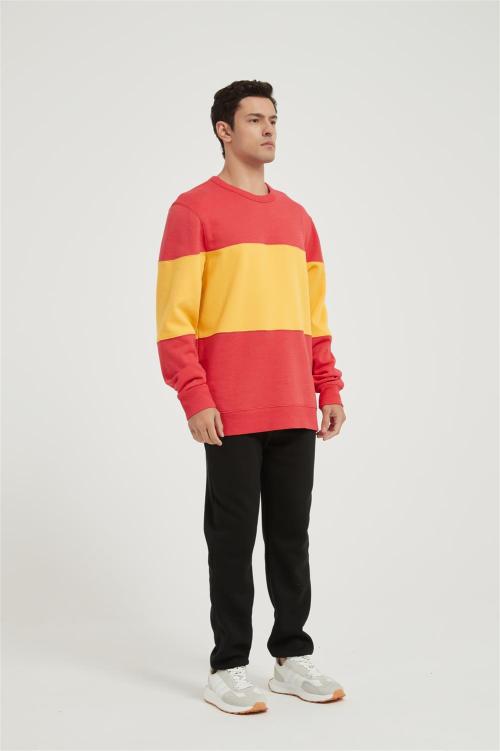 OEM Men's Fleece Crewneck Sweatshirt | Thick Loose fit Soft Pullove Contrast color