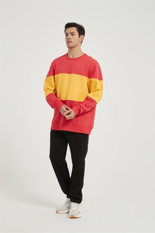OEM Men's Fleece Crewneck Sweatshirt | Thick Loose fit Soft Pullove Contrast color