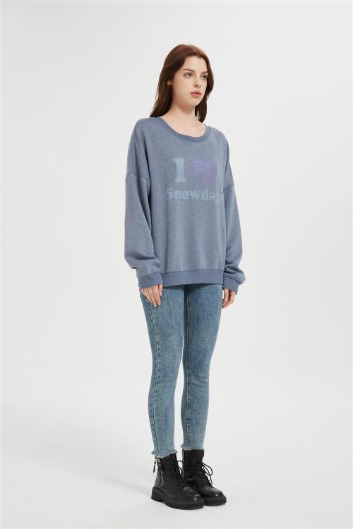 Supplier Women's Fleece Crewneck Sweatshirt  | Thick Loose fit Soft Printed Pullover