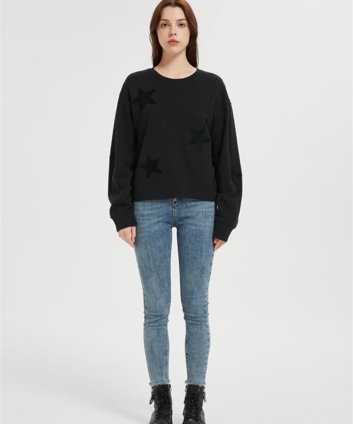 OEM Women's Towel-patterned five-pointed star Sweatshirt | Soft Women's sweatshirts From China