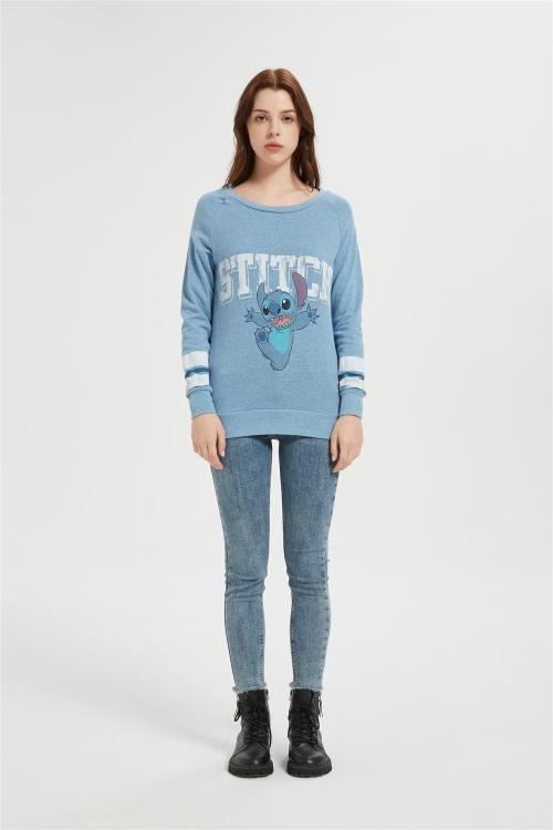 Custom Disney Women's Stitch T-Shirt | Women's Crewneck Long Sleeve Sweatshirt Supplier