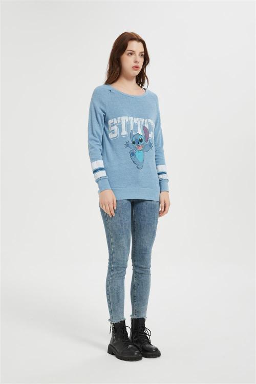 Custom Disney Women's Stitch T-Shirt | Women's Crewneck Long Sleeve Sweatshirt Supplier