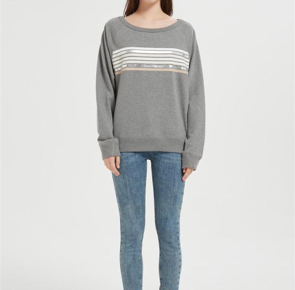 OEM Women's Oversized Striped Sweatshirt | Long Sleeve Crewneck Printed Pullover Manufacturer
