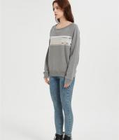 OEM Women's Oversized Striped Sweatshirt | Long Sleeve Crewneck Printed Pullover Manufacturer