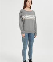 OEM Women's Oversized Striped Sweatshirt | Long Sleeve Crewneck Printed Pullover Manufacturer