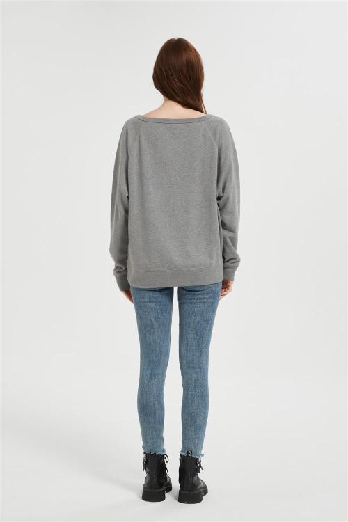 OEM Women's Oversized Striped Sweatshirt | Long Sleeve Crewneck Printed Pullover Manufacturer