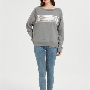 OEM Women's Oversized Striped Sweatshirt | Long Sleeve Crewneck Printed Pullover Manufacturer