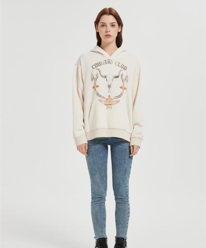 Supplier Womens Oversized Hoodies Fleece Sweatshirts | Custom Fall Winter Clothes printed hoodie
