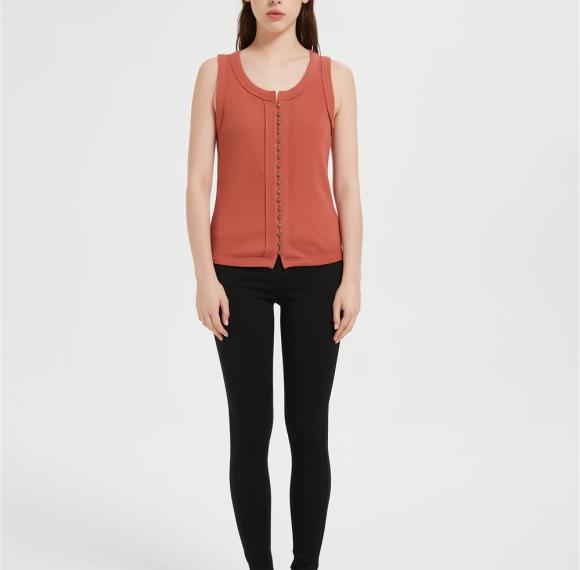 Custom Women's Tank Tops Casual Sleeveless Ribbed Button Down T Shirts From Chinesr Factory