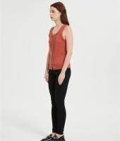 Custom Women's Tank Tops Casual Sleeveless Ribbed Button Down T Shirts From Chinesr Factory