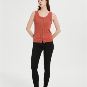 Custom Women's Tank Tops Casual Sleeveless Ribbed Button Down T Shirts From Chinesr Factory
