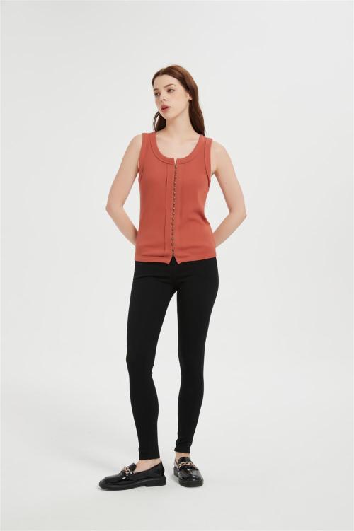 Custom Women's Tank Tops Casual Sleeveless Ribbed Button Down T Shirts From Chinesr Factory