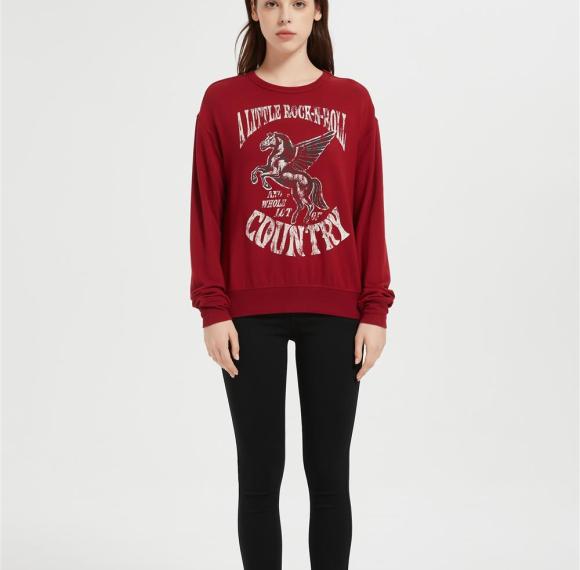 OEM Women's Fleece Crewneck Sweatshirt | Printed Basic Pullover for women From China