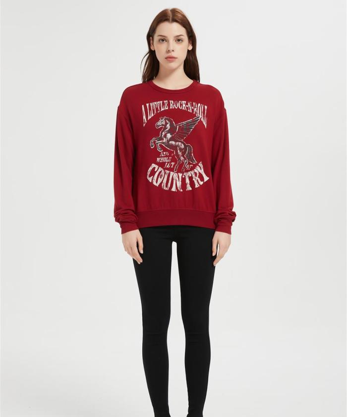 OEM Women's Fleece Crewneck Sweatshirt | Printed Basic Pullover for women From China