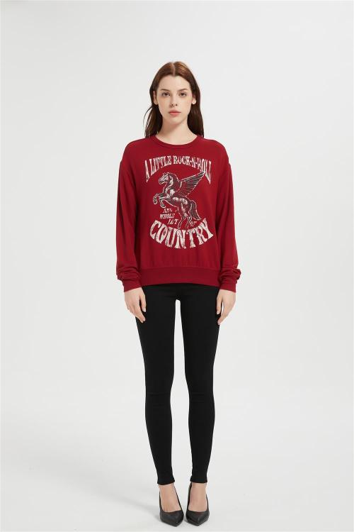 OEM Women's Fleece Crewneck Sweatshirt | Printed Basic Pullover for women From China