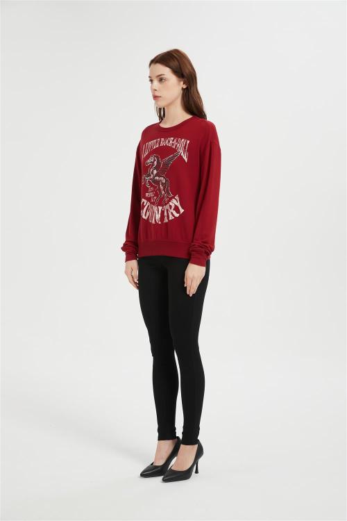 OEM Women's Fleece Crewneck Sweatshirt | Printed Basic Pullover for women From China