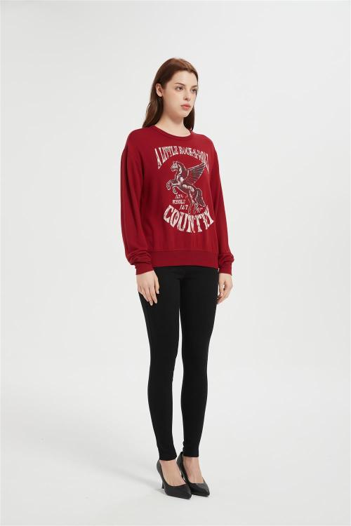 OEM Women's Fleece Crewneck Sweatshirt | Printed Basic Pullover for women From China