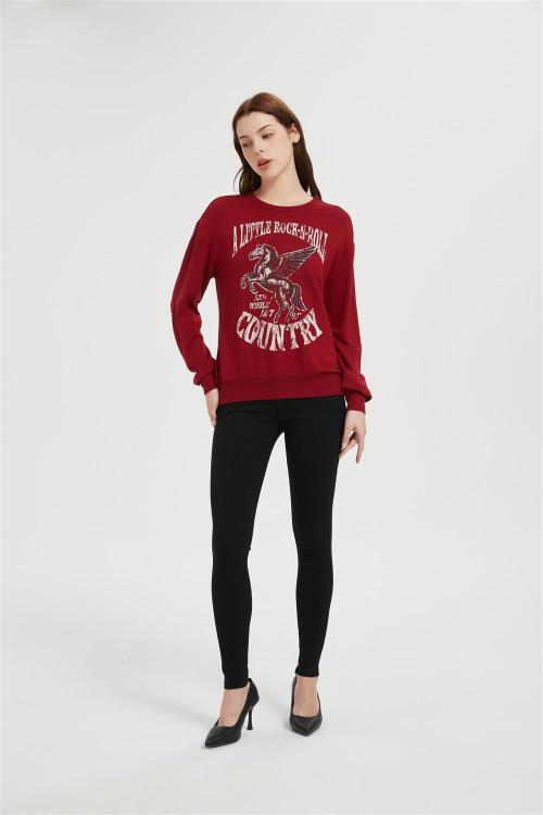 OEM Women's Fleece Crewneck Sweatshirt | Printed Basic Pullover for women From China