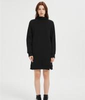 OEM Women's Casual Pullover Dress | High Neck Solid Color Knitted pullover dress Manufacturer